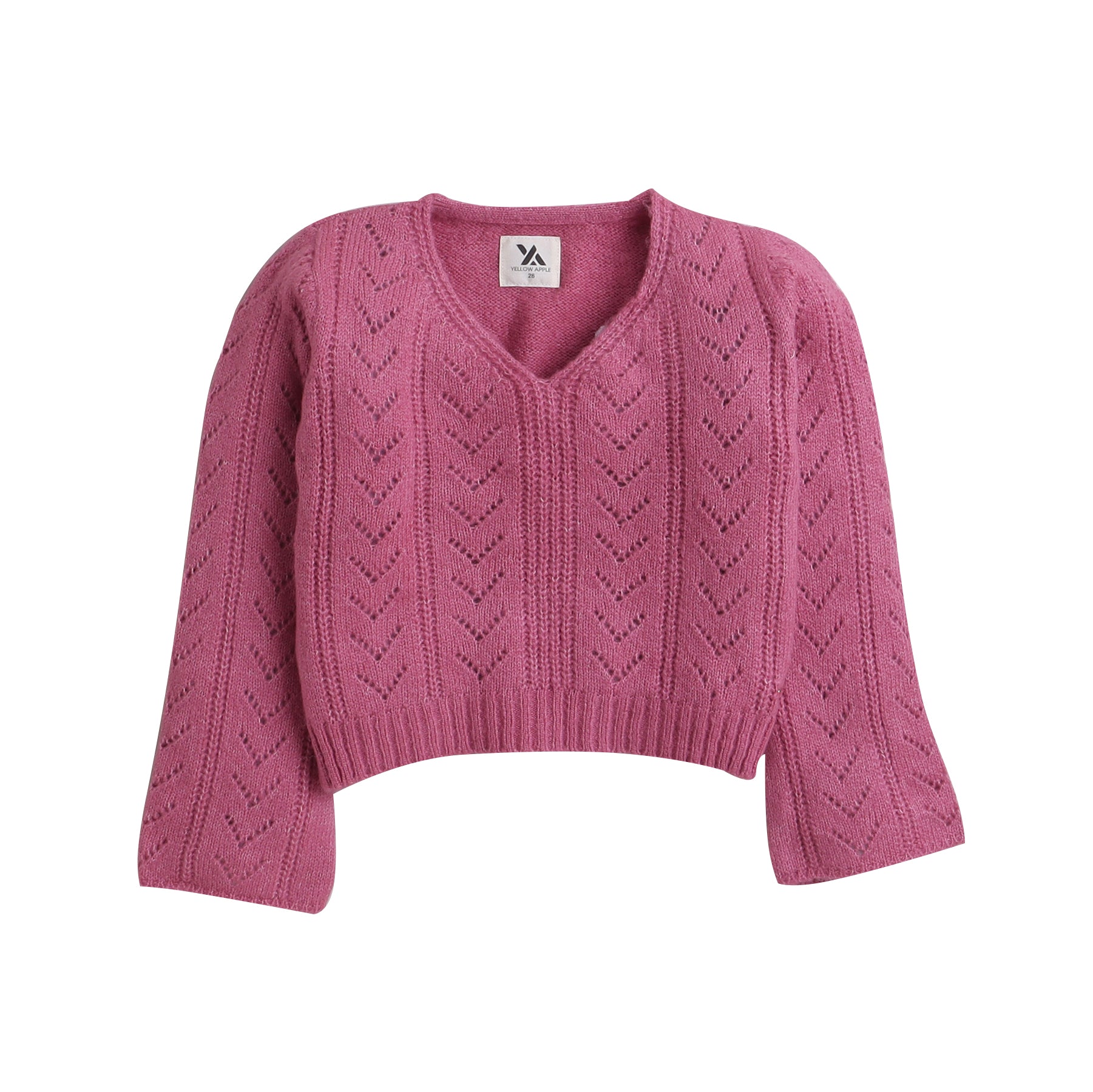 Girls Knitted V-Neck Sweater | Full Sleeve Winter Pullover | Soft Warm Casual Knit Top for Kids