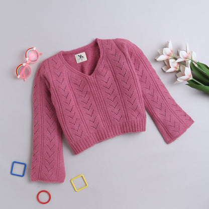 Baby Self Design  Round Neck Sweater