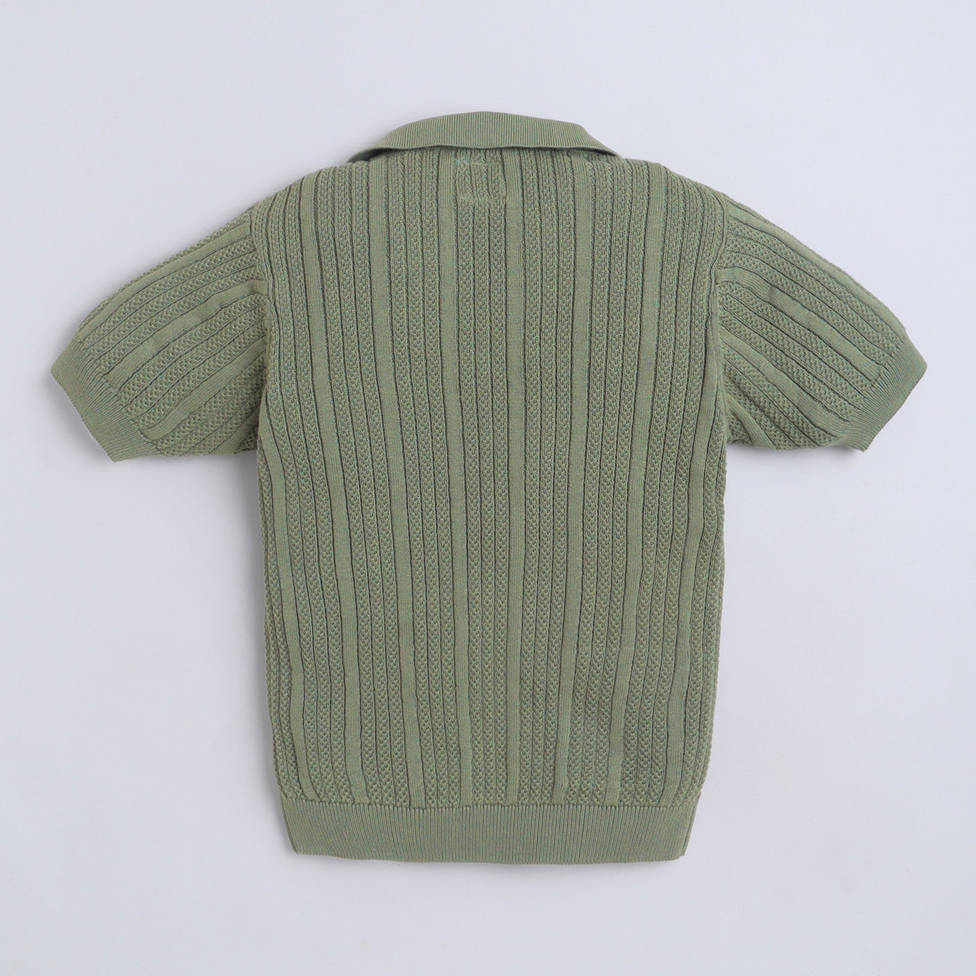 Boys Cable Knit Polo T-Shirt, Soft Cotton Half Sleeve Collar Tee for Boys, Casual Summer Wear