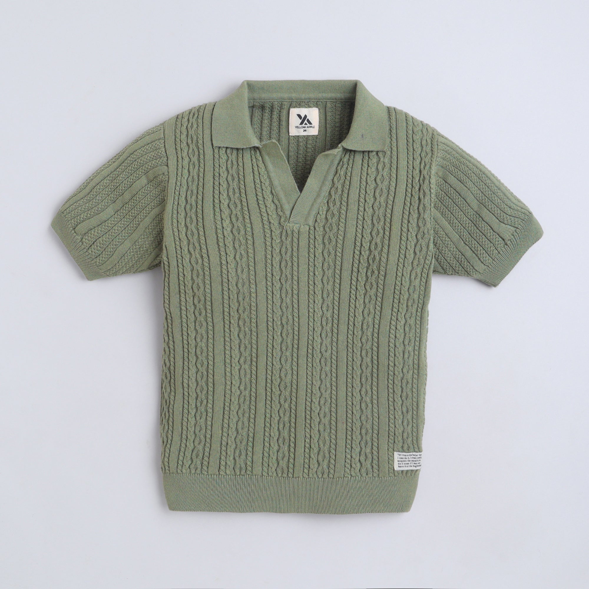 Boys Cable Knit Polo T-Shirt, Soft Cotton Half Sleeve Collar Tee for Boys, Casual Summer Wear