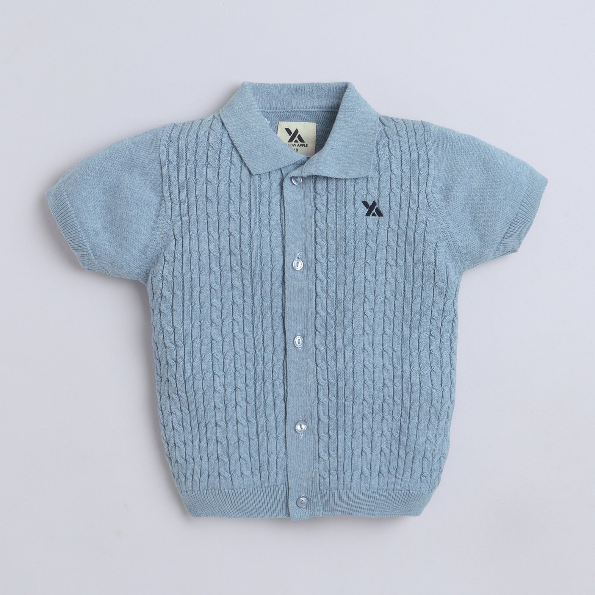 Boys Cable Knit Polo T-Shirt, Soft Cotton Half Sleeve Collar Tee for Boys, Casual Summer Wear