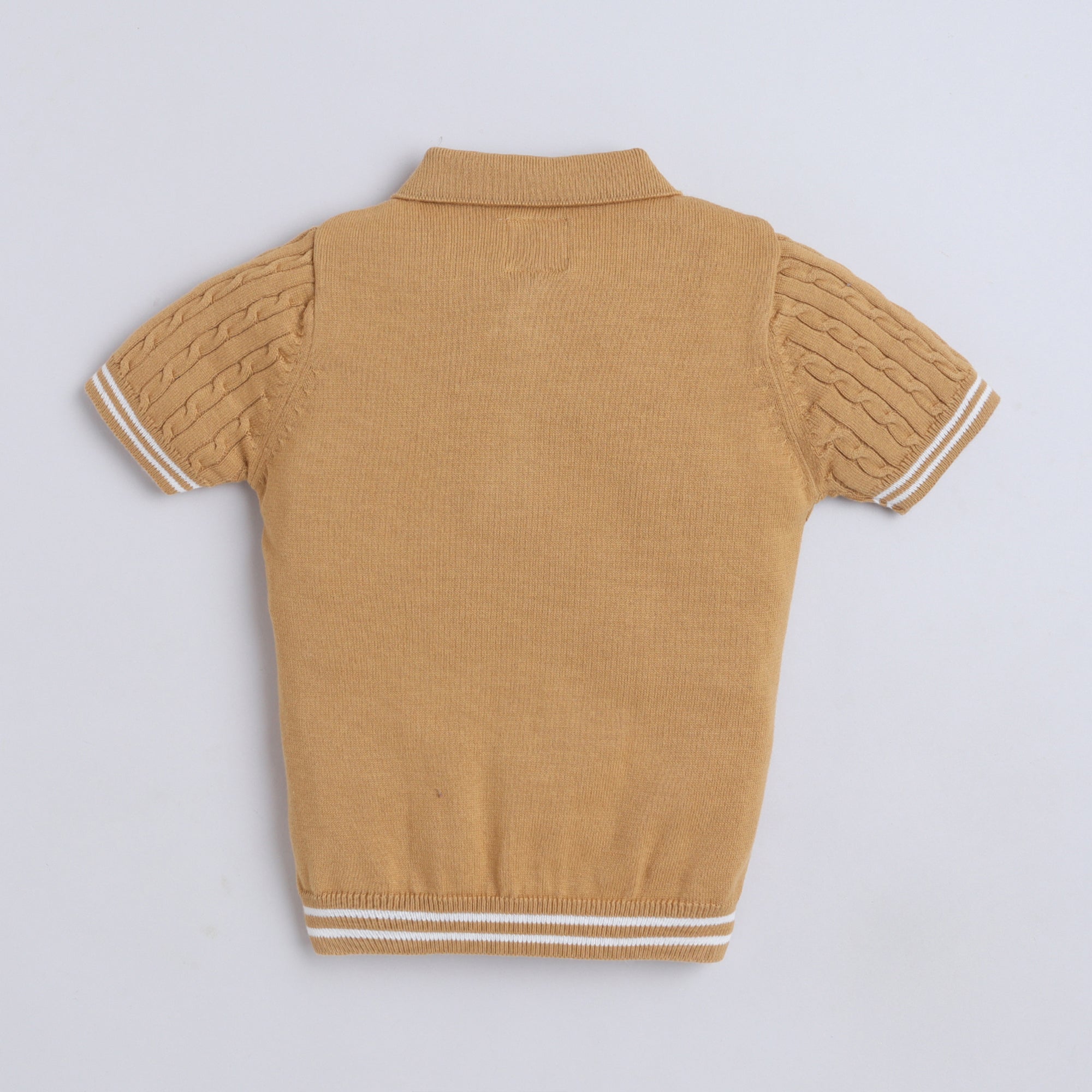 Boys Cable Knit Polo T-Shirt, Soft Cotton Half Sleeve Collar Tee for Boys, Casual Summer Wear