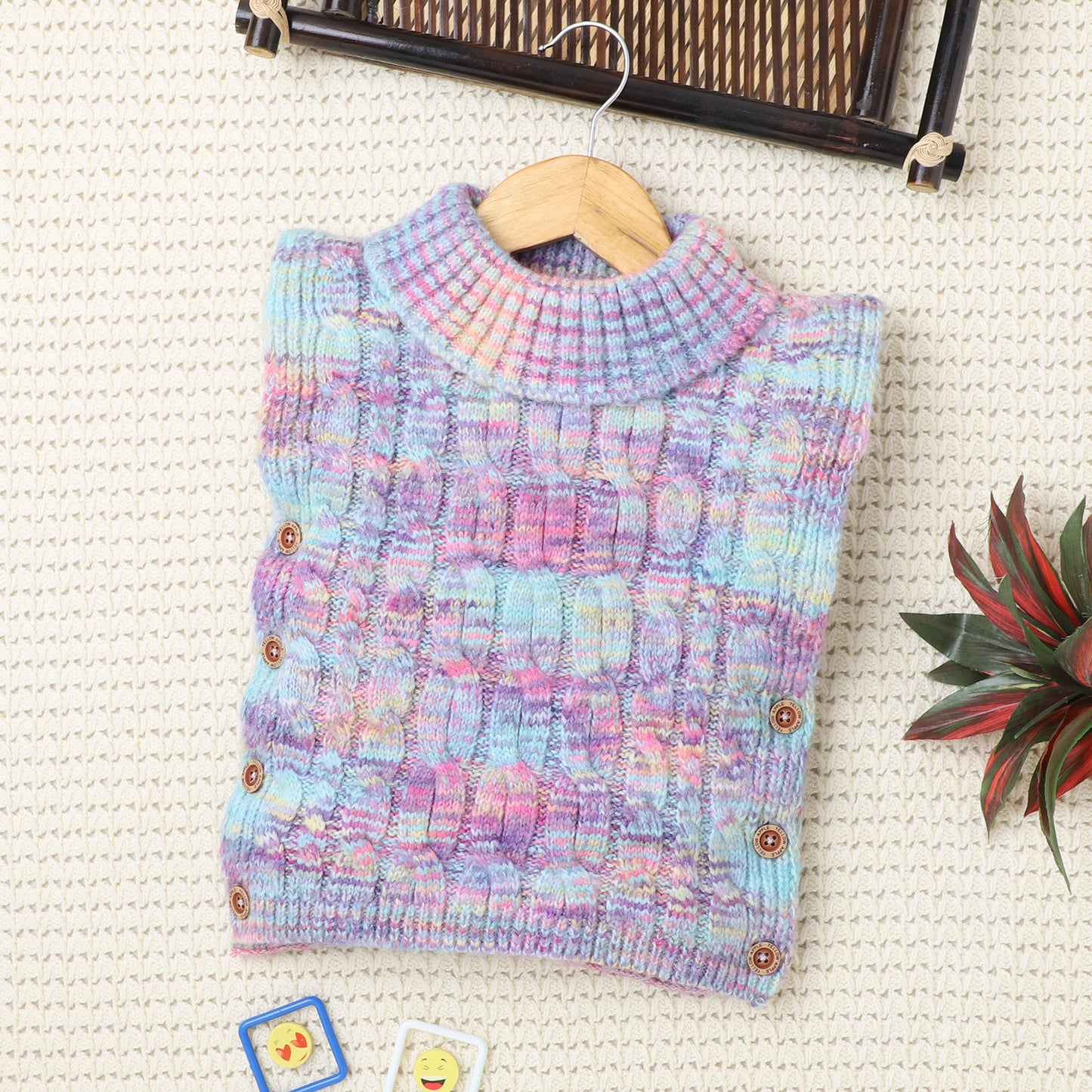 Beautiful Girls Winter Wear Round Neck Woolen Poncho