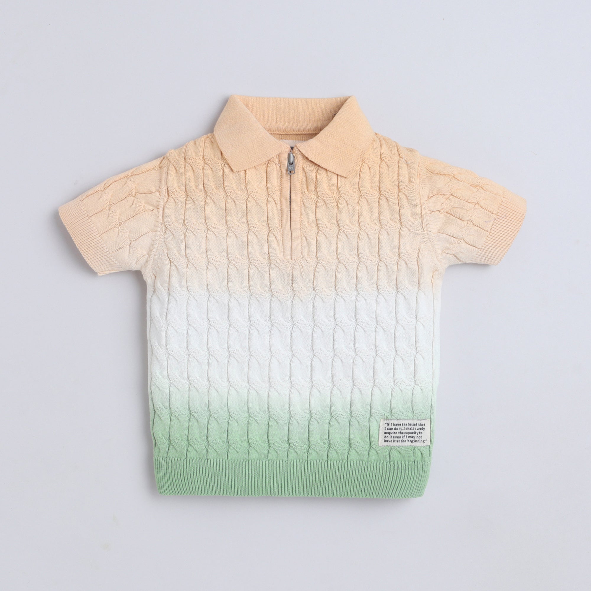 Boys Cable Knit Polo T-Shirt, Soft Cotton Half Sleeve Collar Tee for Boys, Casual Summer Wear
