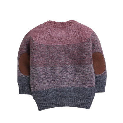 Baby Boys Self Design Round Neck Rose Color Sweater