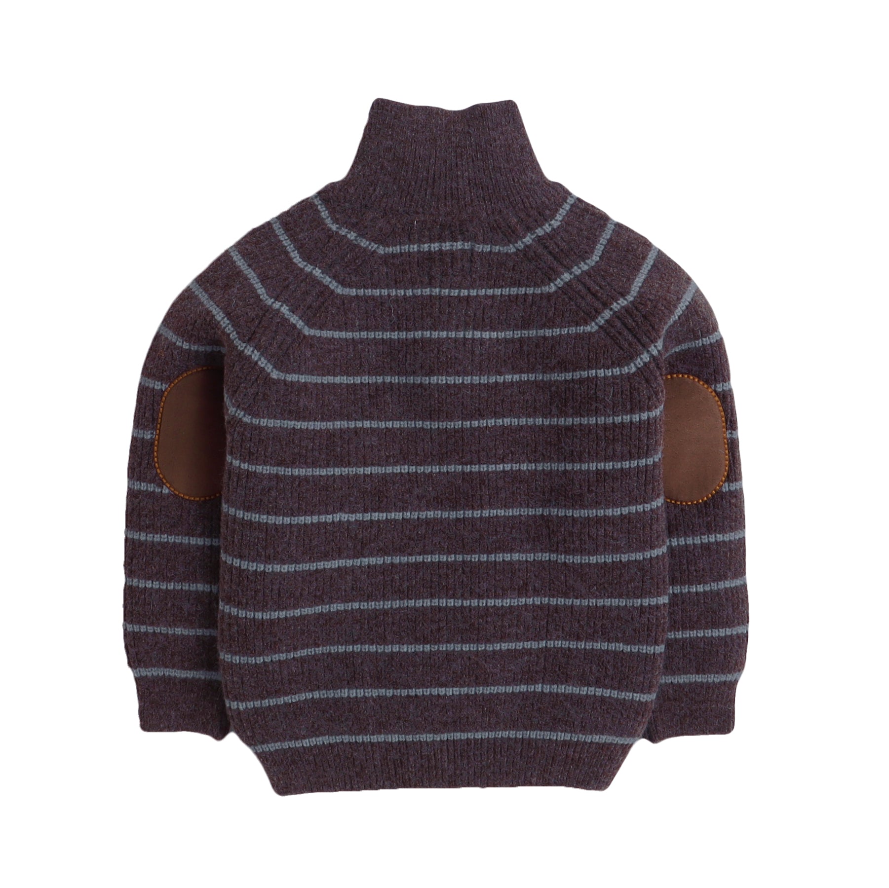 Boys Striped Knit Sweater | Soft Warm High Neck Quarter Zip Full Sleeve Winter Pullover | Cozy Kids Knitwear
