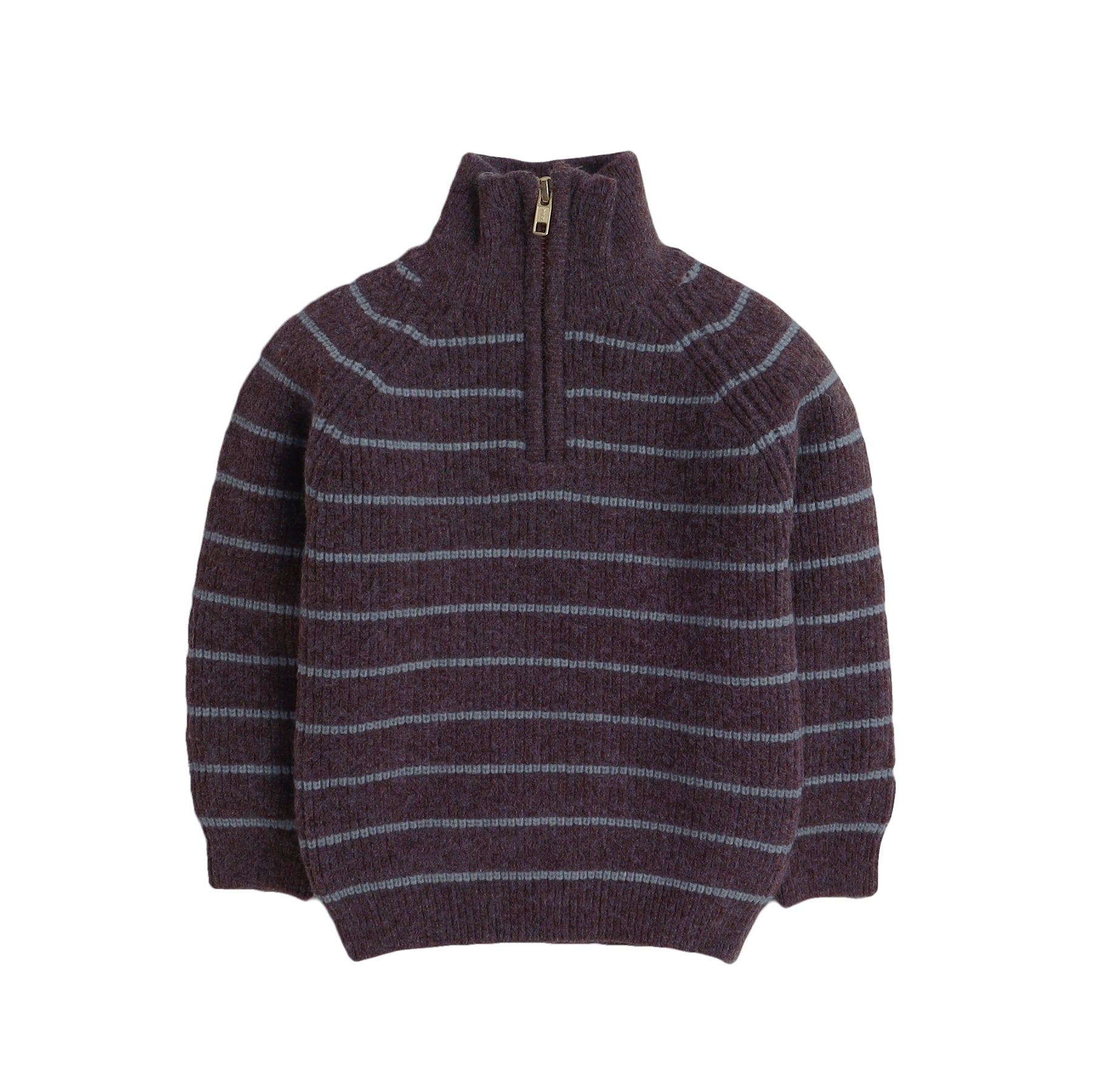 Boys Striped Knit Sweater | Soft Warm High Neck Quarter Zip Full Sleeve Winter Pullover | Cozy Kids Knitwear