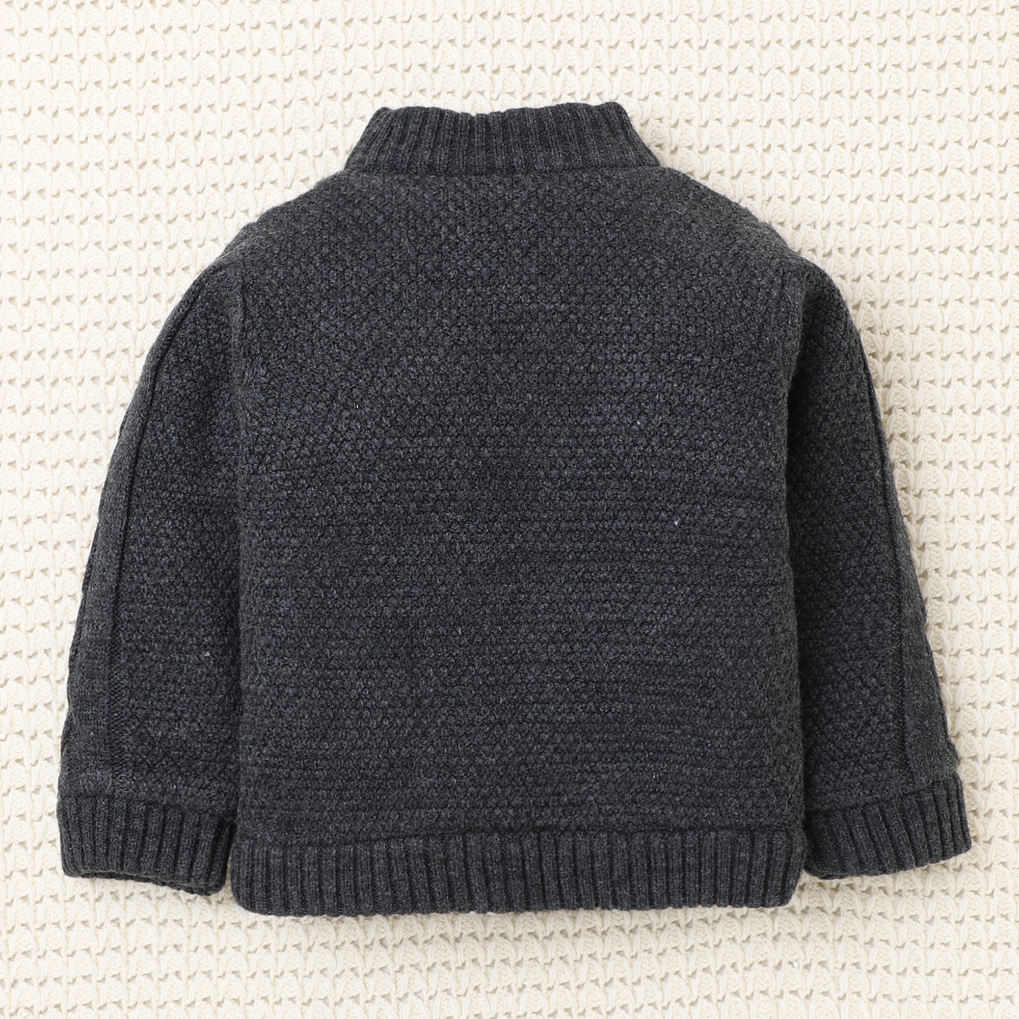 Boys Cable Knit Zip-Up Sweater | Soft Warm High Neck Full Sleeve Winter Cardigan with Front Pockets