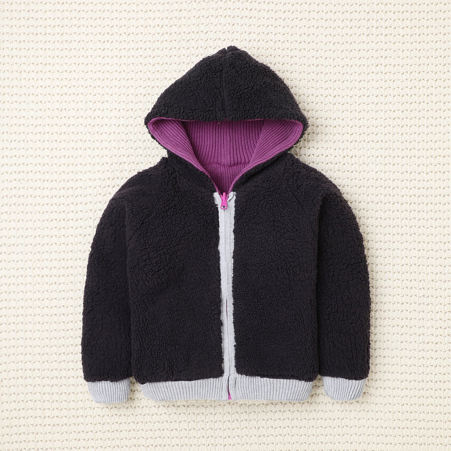Cozy Kids’ Knitted Zip-Up Hoodie – Warm Winter Sweater for Girls