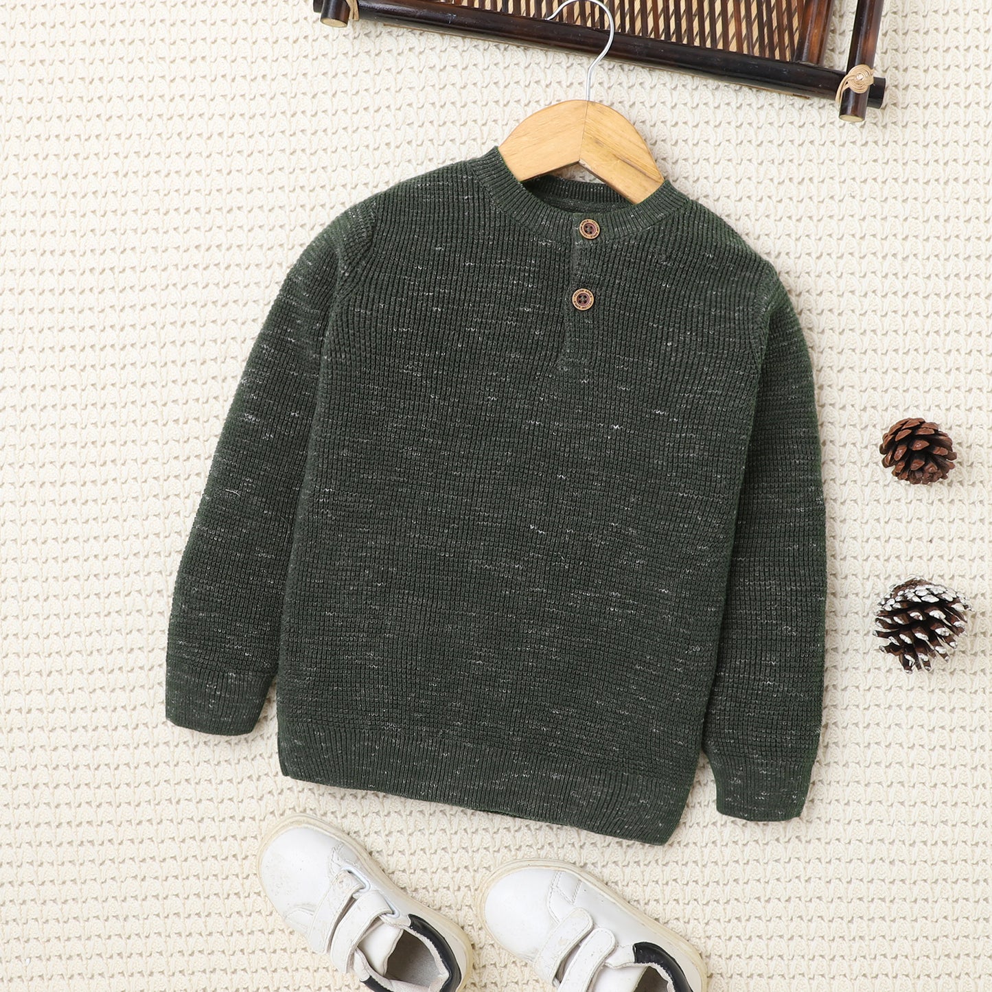 Cozy Woolen Warm Sweater Full Sleeve with Round Neck for Boys