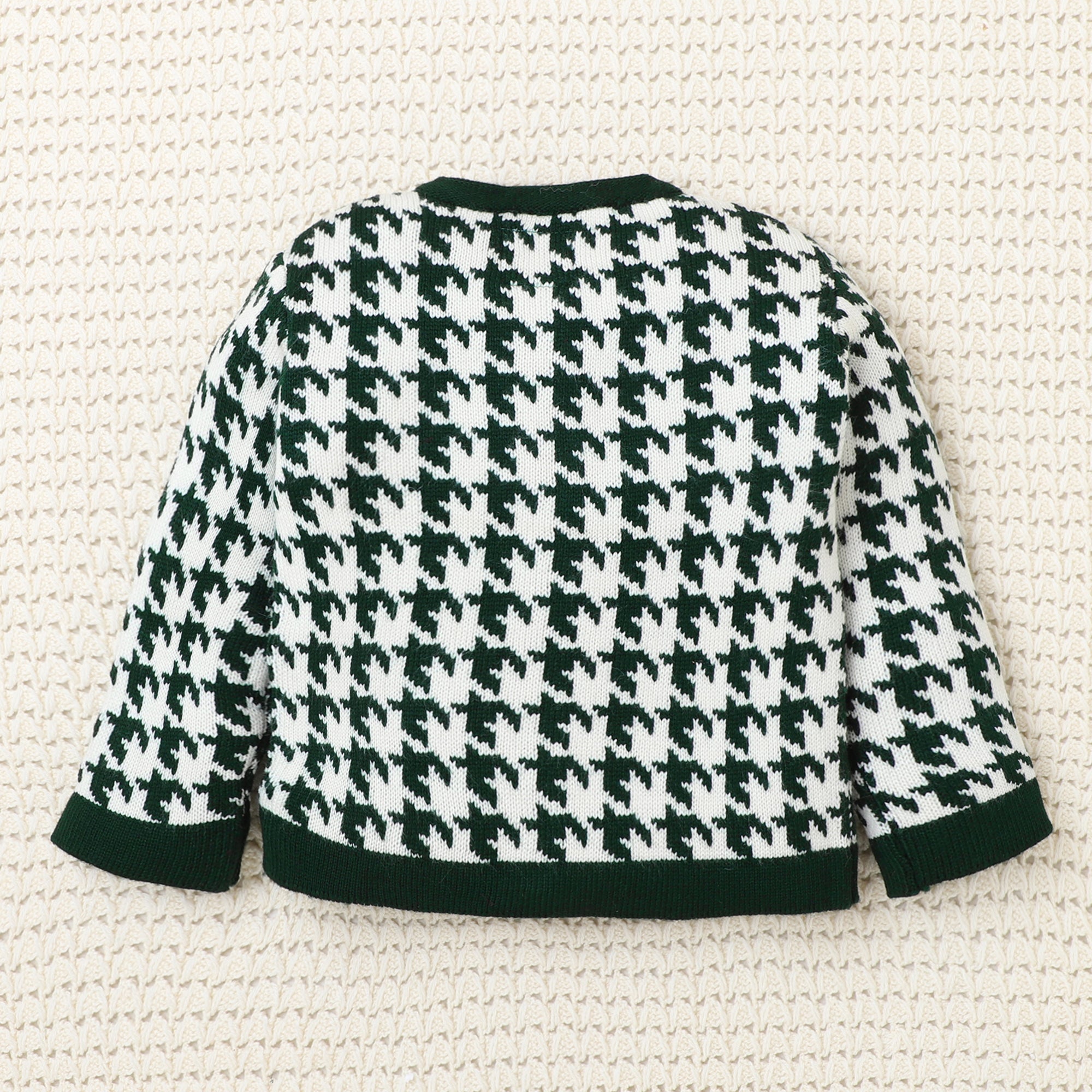 Stylish Kids Houndstooth Knitted Cardigan | Soft & Trendy Winter Wear