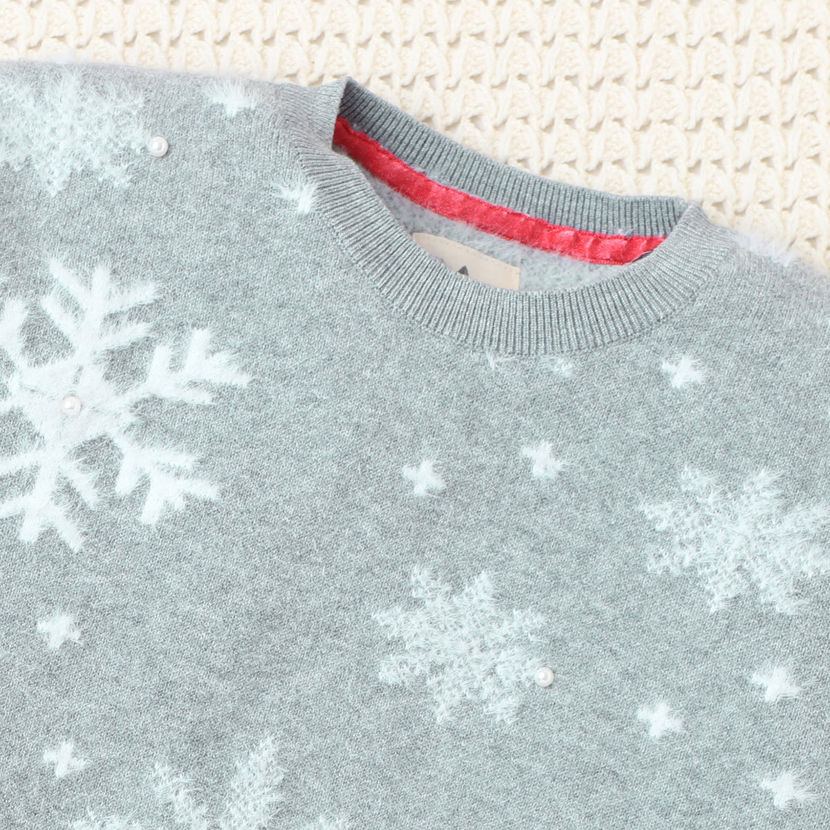 Kids Snowflake Knitted Sweater | Soft Full Sleeve Winter Pullover for