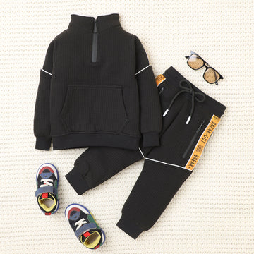 Boys Winter Co-Ord Set | Hoodie & Jogger Set for Kids | Warm Fleece Tracksuit with Zip Neck