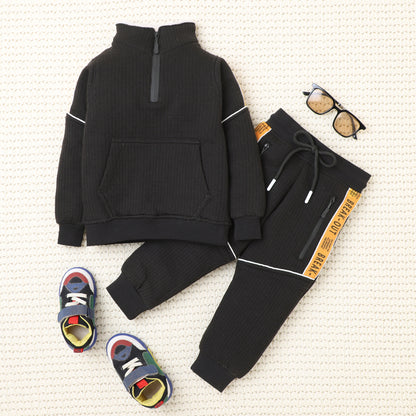 Boys Winter Co-Ord Set | Hoodie & Jogger Set for Kids | Warm Fleece Tracksuit with Zip Neck