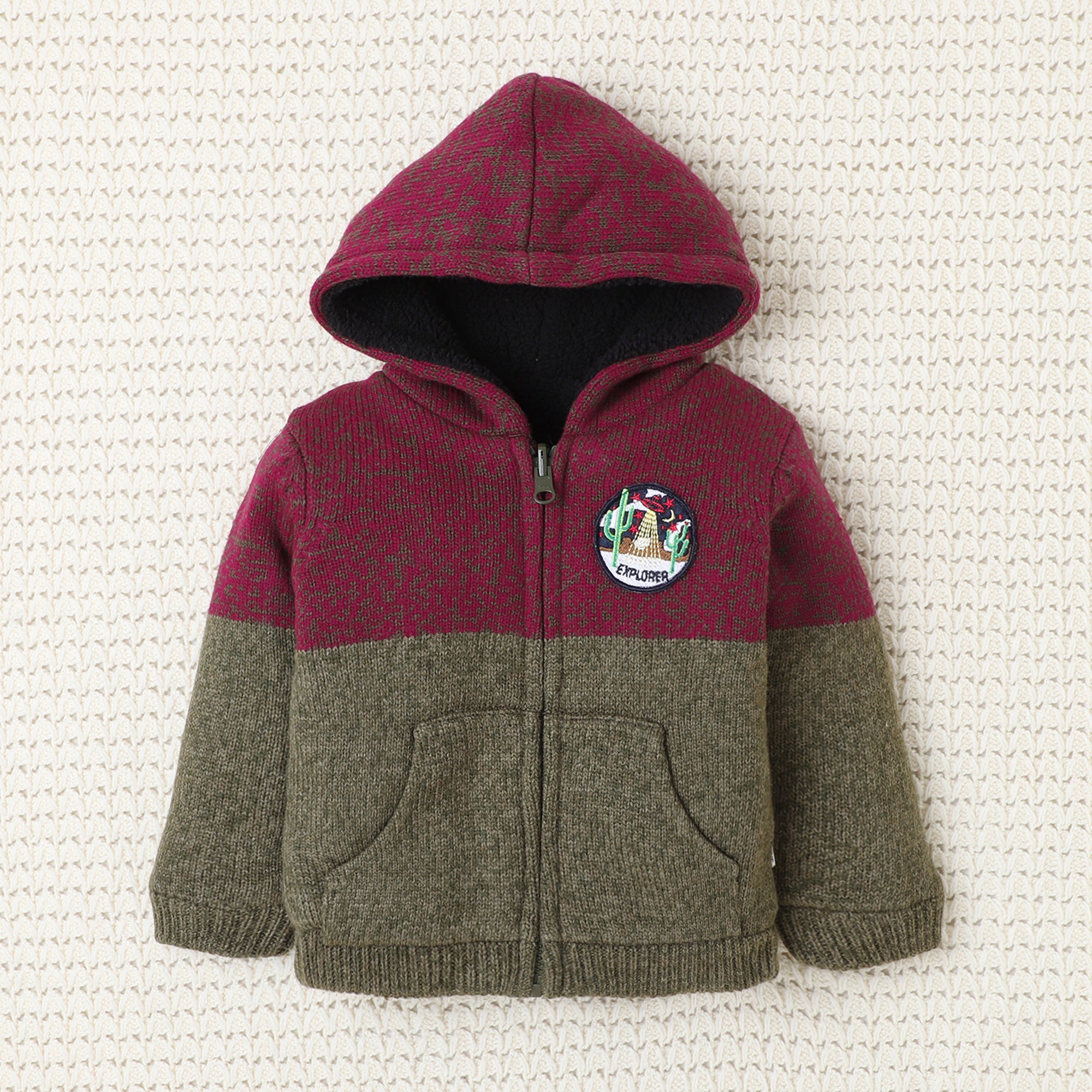 Boys Hooded Knit Zip-Up Sweater | Soft Warm Full Sleeve Winter Hoodie Jacket with Front Pockets | Cozy Kids Winter Wear