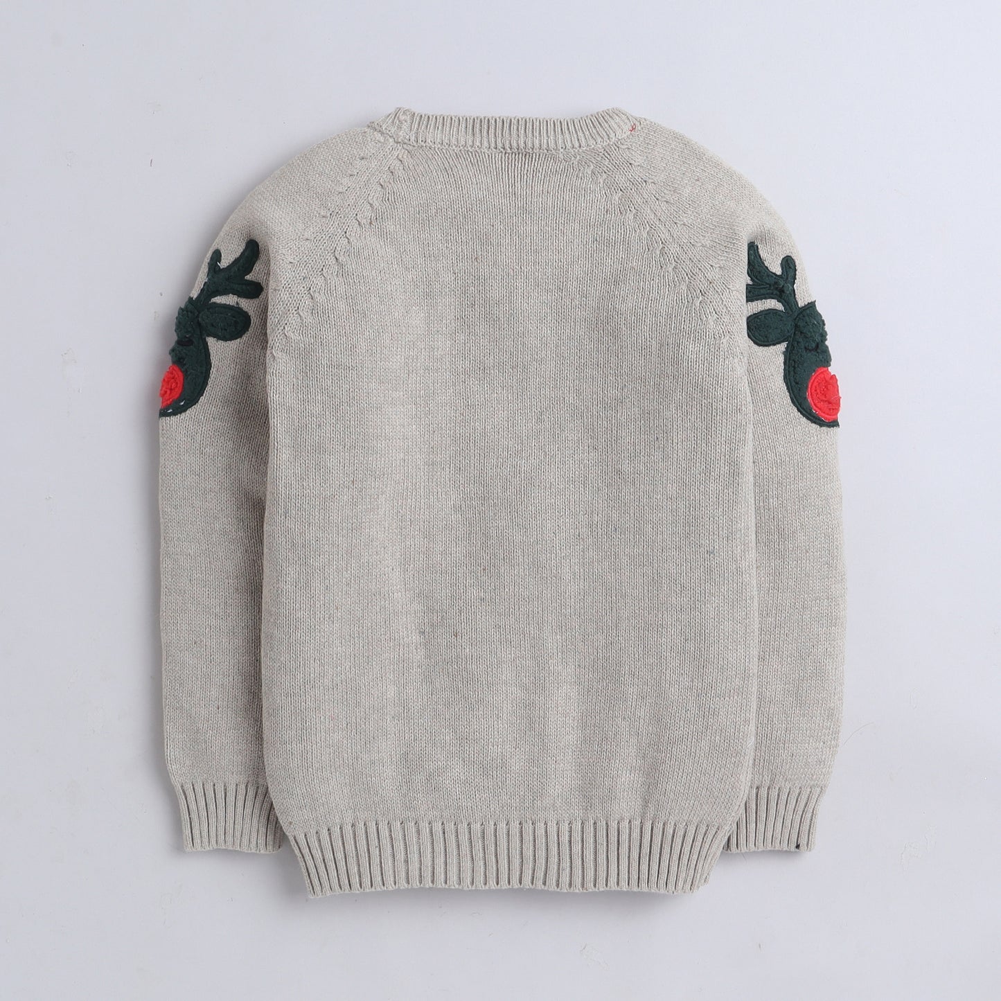 Yellow Apple-Girls Reindeer Christmas Sweater – Cute Winter Pullover with Festive Design & Red Nose