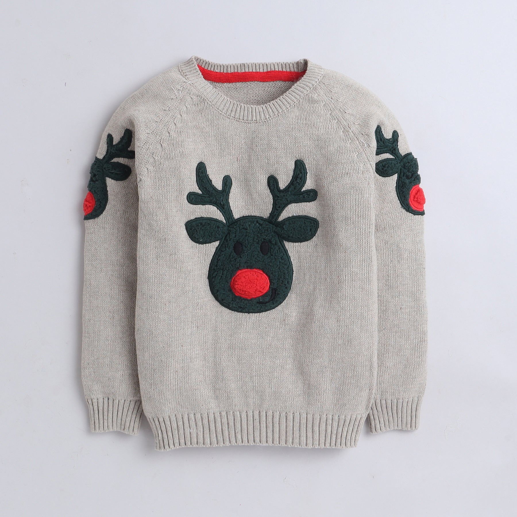Boys Reindeer Christmas Sweater – Cute Winter Pullover with Festive Design & Red Nose
