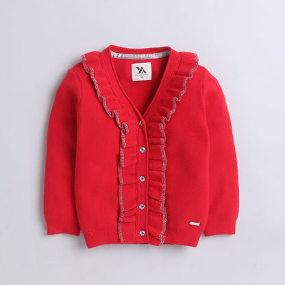 Baby Girls Full Sleeve Self Design Sweatshirt
