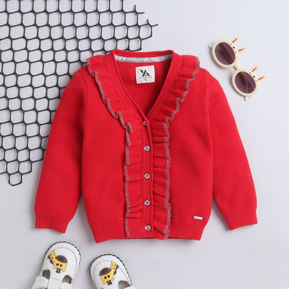 Baby Girls Full Sleeve Self Design Sweatshirt