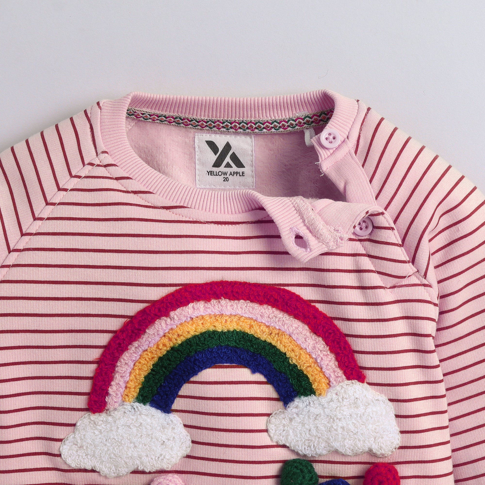 Adorable Kids Sweatshirt with Rainbow & Cloud Embroidery