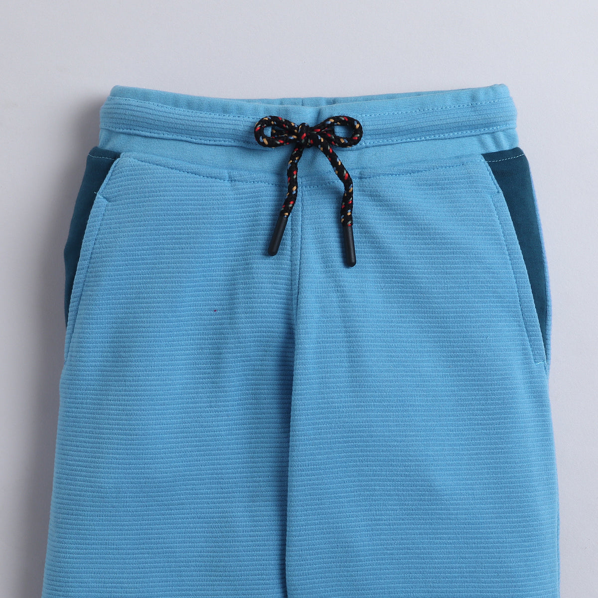 Boys Textured Jogger Pants with Drawstring Waist & Panel Detailing
