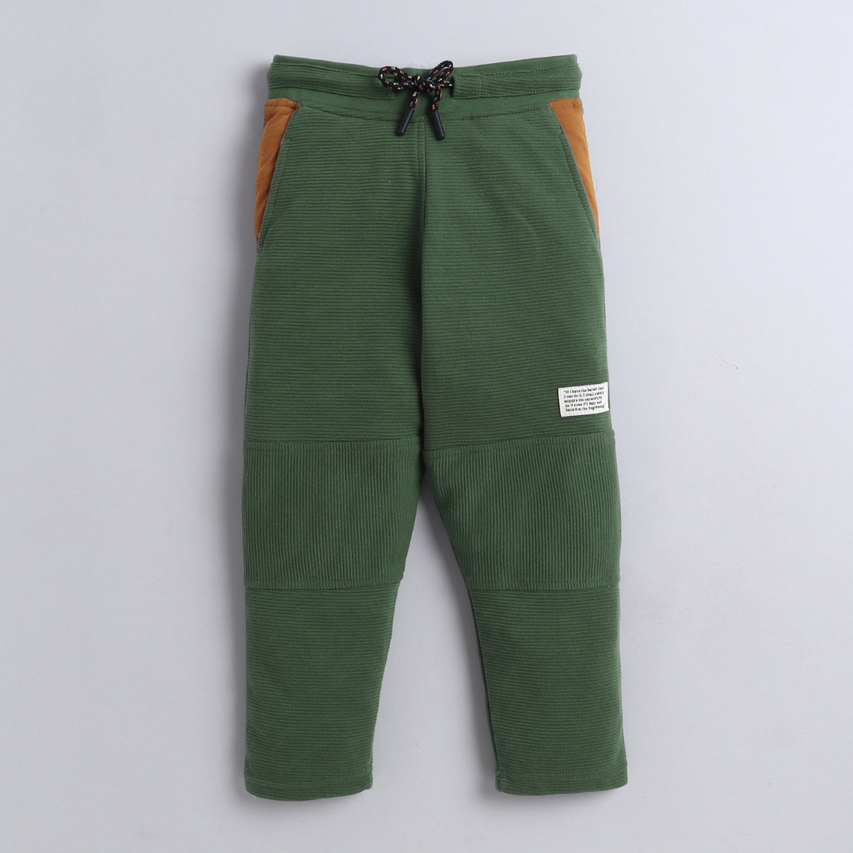 Boys Textured Jogger Pants with Drawstring Waist & Panel Detailing