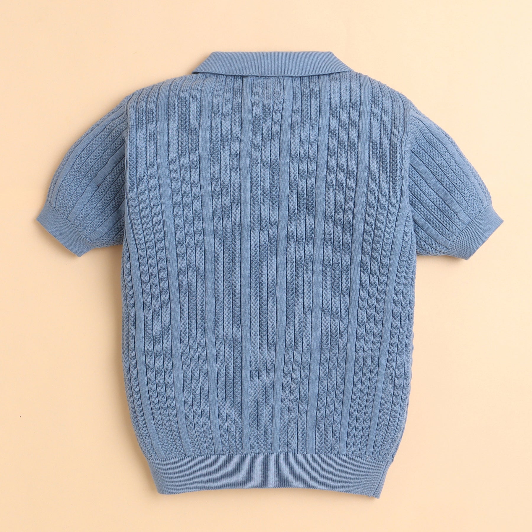 Boys Cable Knit Polo T-Shirt, Soft Cotton Half Sleeve Collar Tee for Boys, Casual Summer Wear
