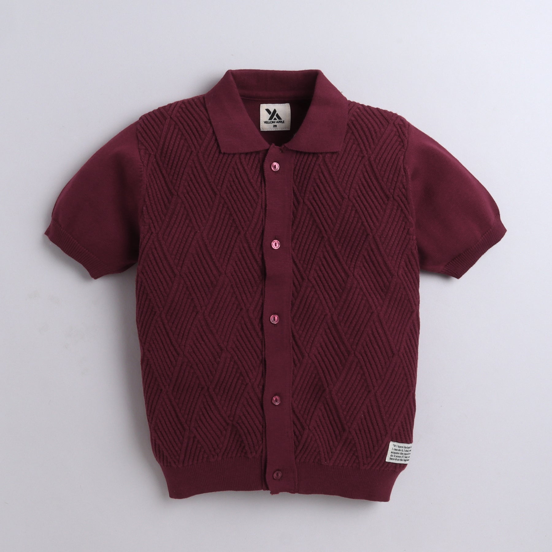 Boys Cable Knit Polo T-Shirt, Soft Cotton Half Sleeve Collar Tee for Boys, Casual Summer Wear