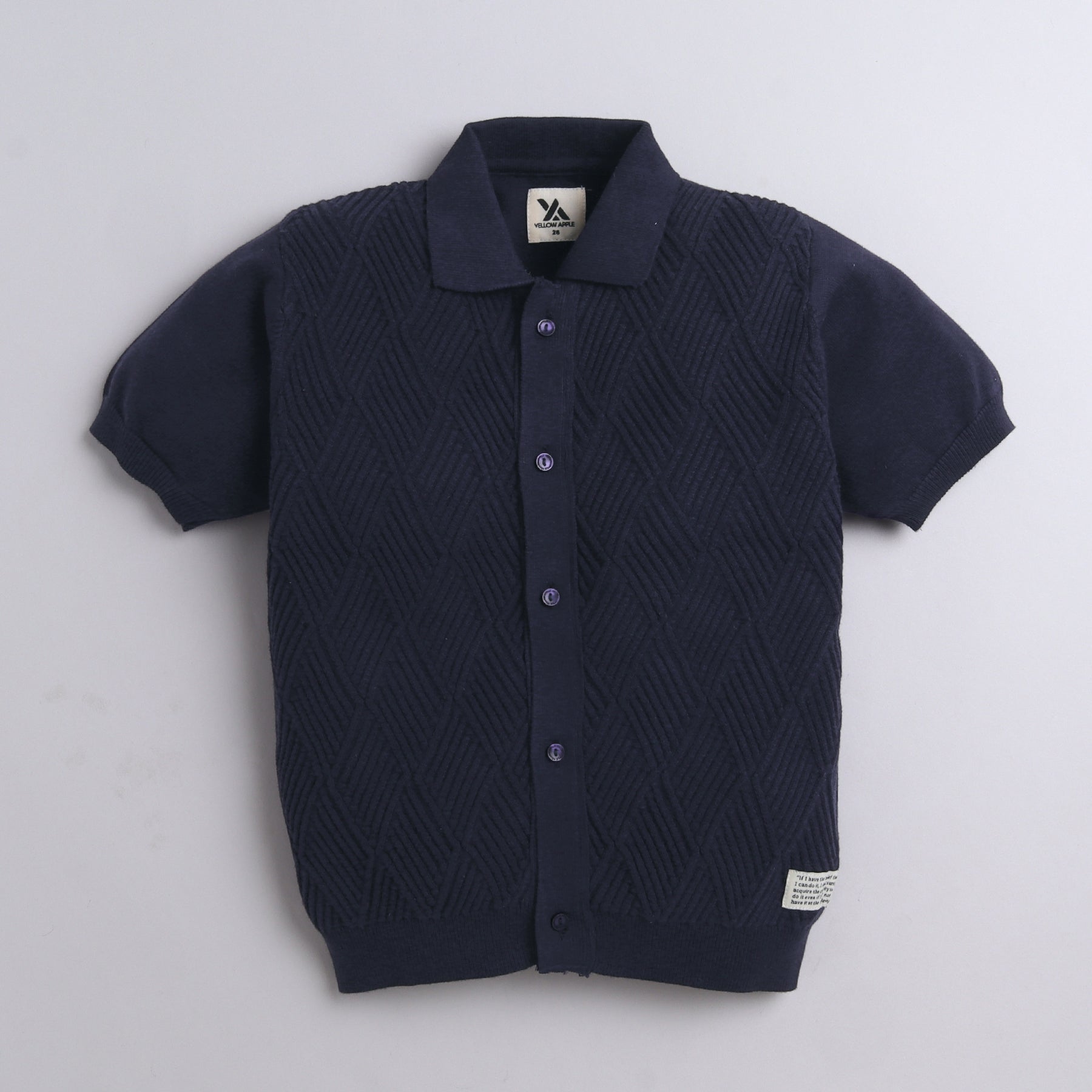 Boys Cable Knit Polo T-Shirt, Soft Cotton Half Sleeve Collar Tee for Boys, Casual Summer Wear