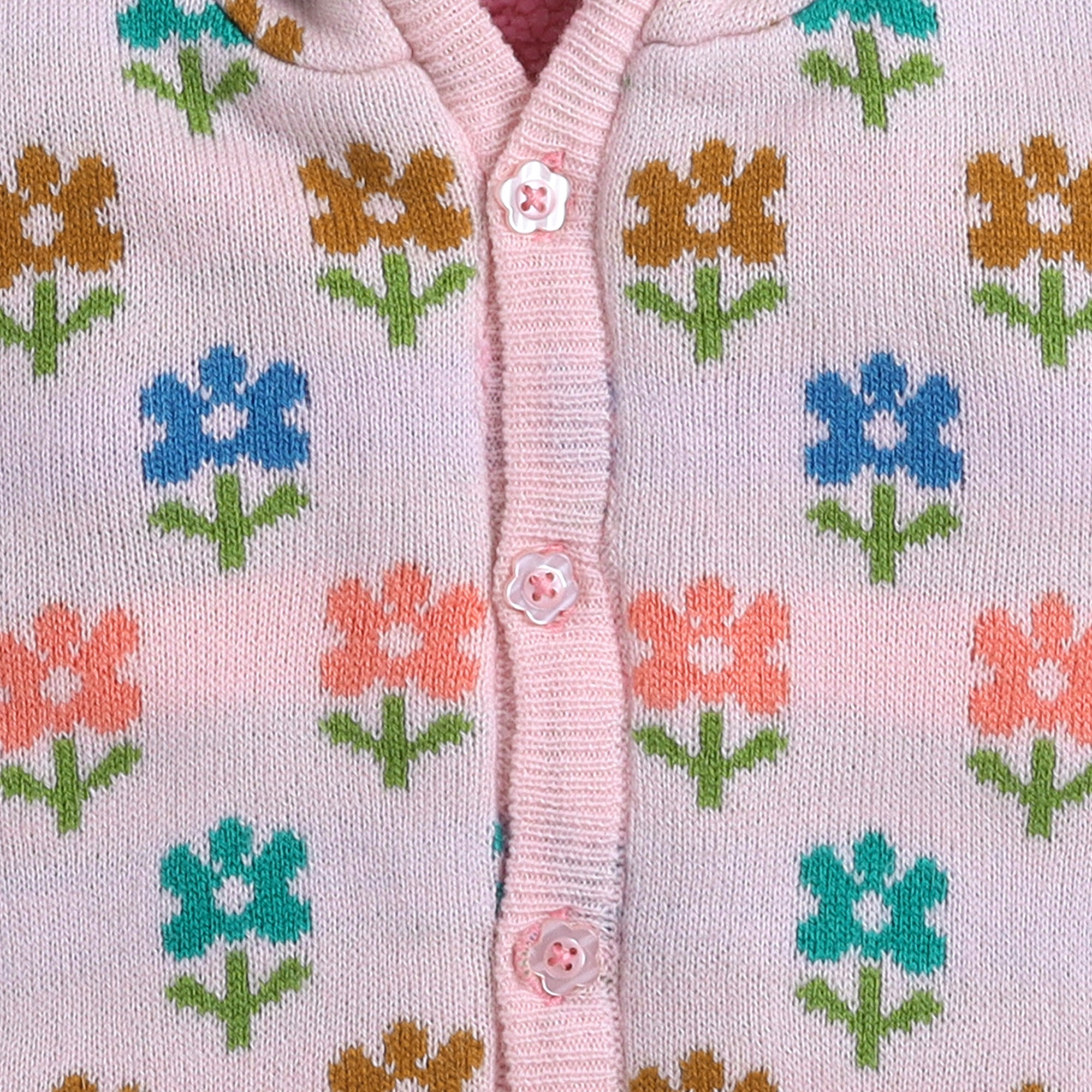 Baby Floral Hooded Fleece Romper | Soft Button-Up One-Piece for Infants & Toddlers
