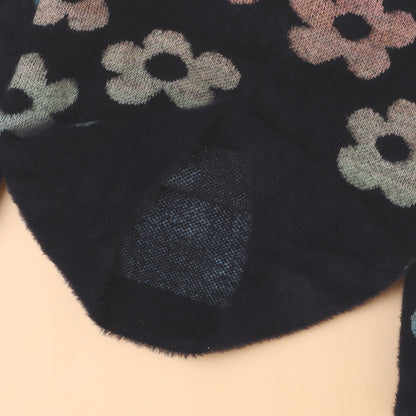 Yellow Apple-Fuzzy Floral Print Sweater for Girls – Cozy & Bold Style