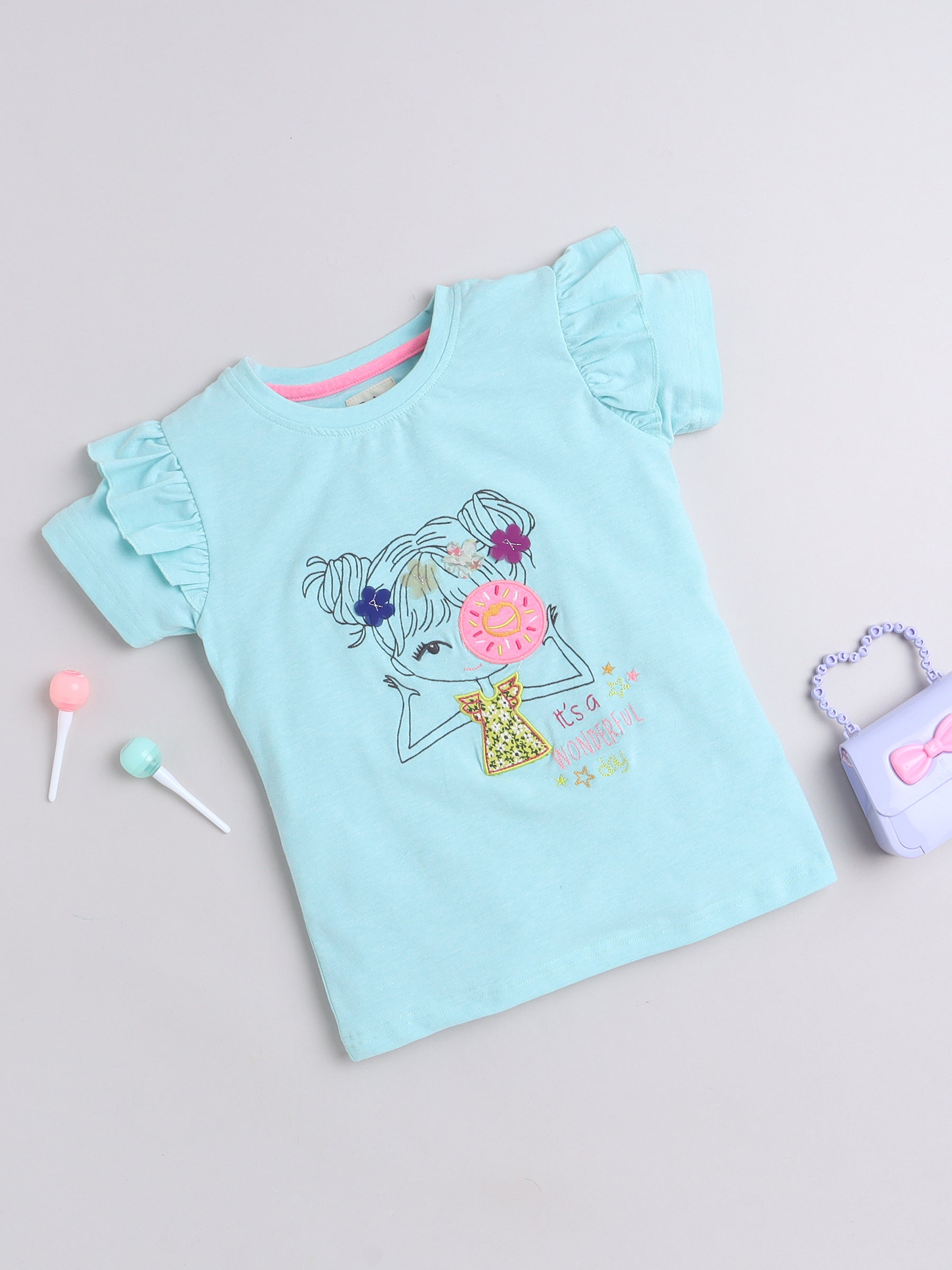 Designer Half Sleeve Cotton T-Shirts for Girls and Baby Girls