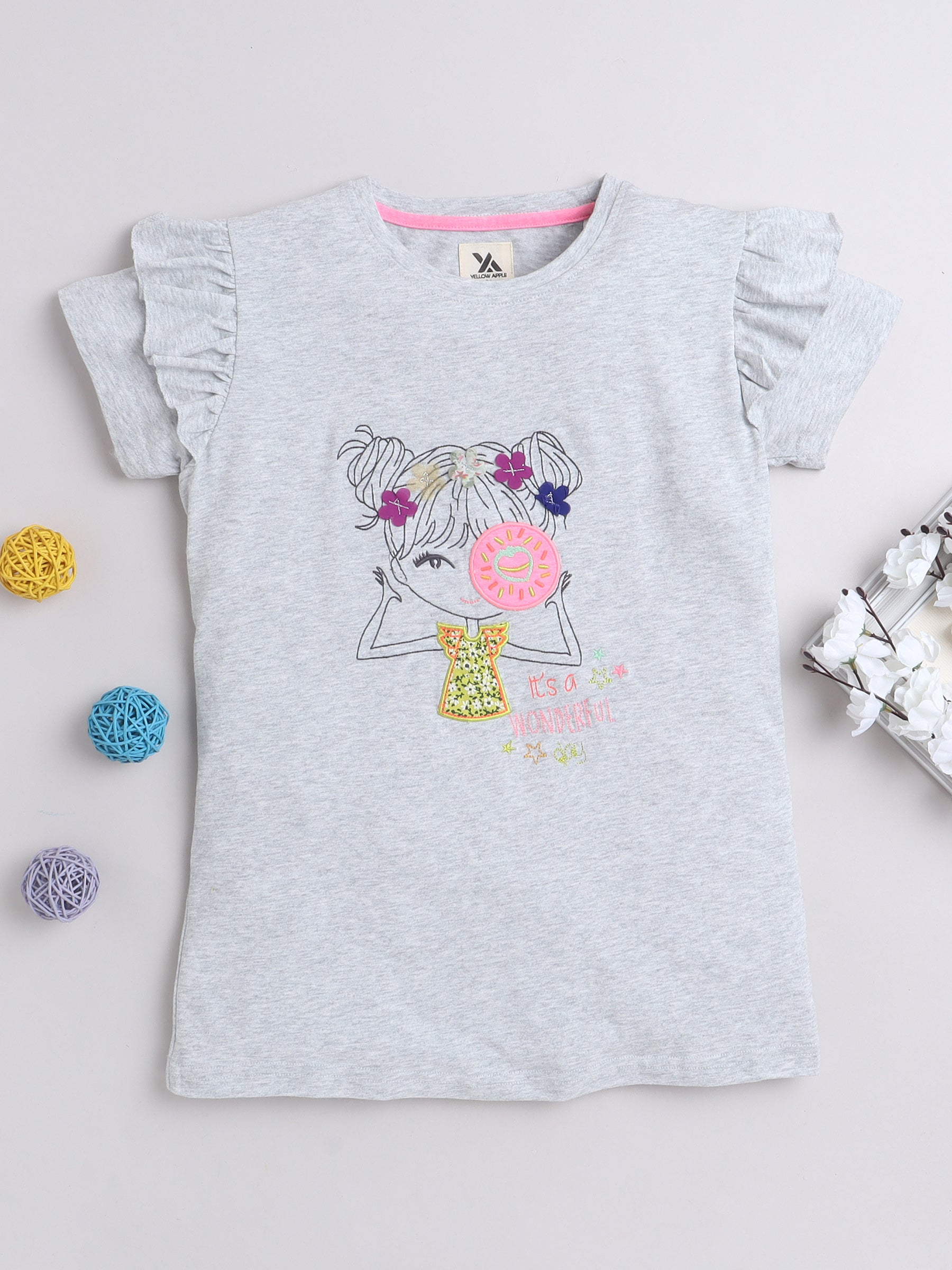 Designer Half Sleeve Cotton T-Shirts for Girls and Baby Girls