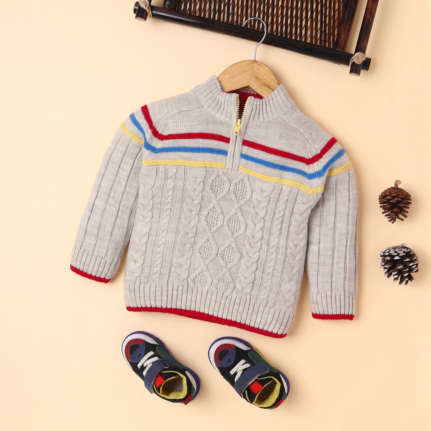 Yellow Apple-Warm Boys' Knit Sweater – Soft, Stylish & Comfortable Winter Wear
