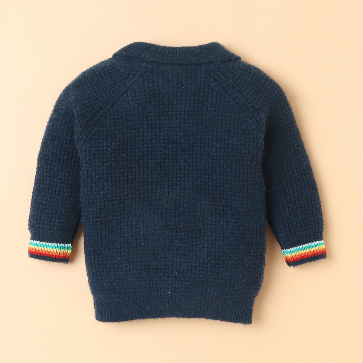 Boys Navy Blue Knitted Sweater with Zip Collar | Winter Wear