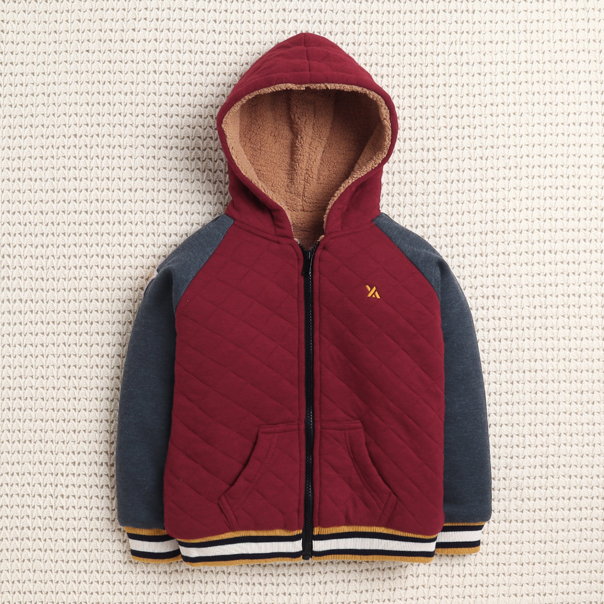 Kids Quilted Hooded Tracksuit Set | Soft Fleece Zip-Up Hoodie & Jogger Pants for Boys & Girls