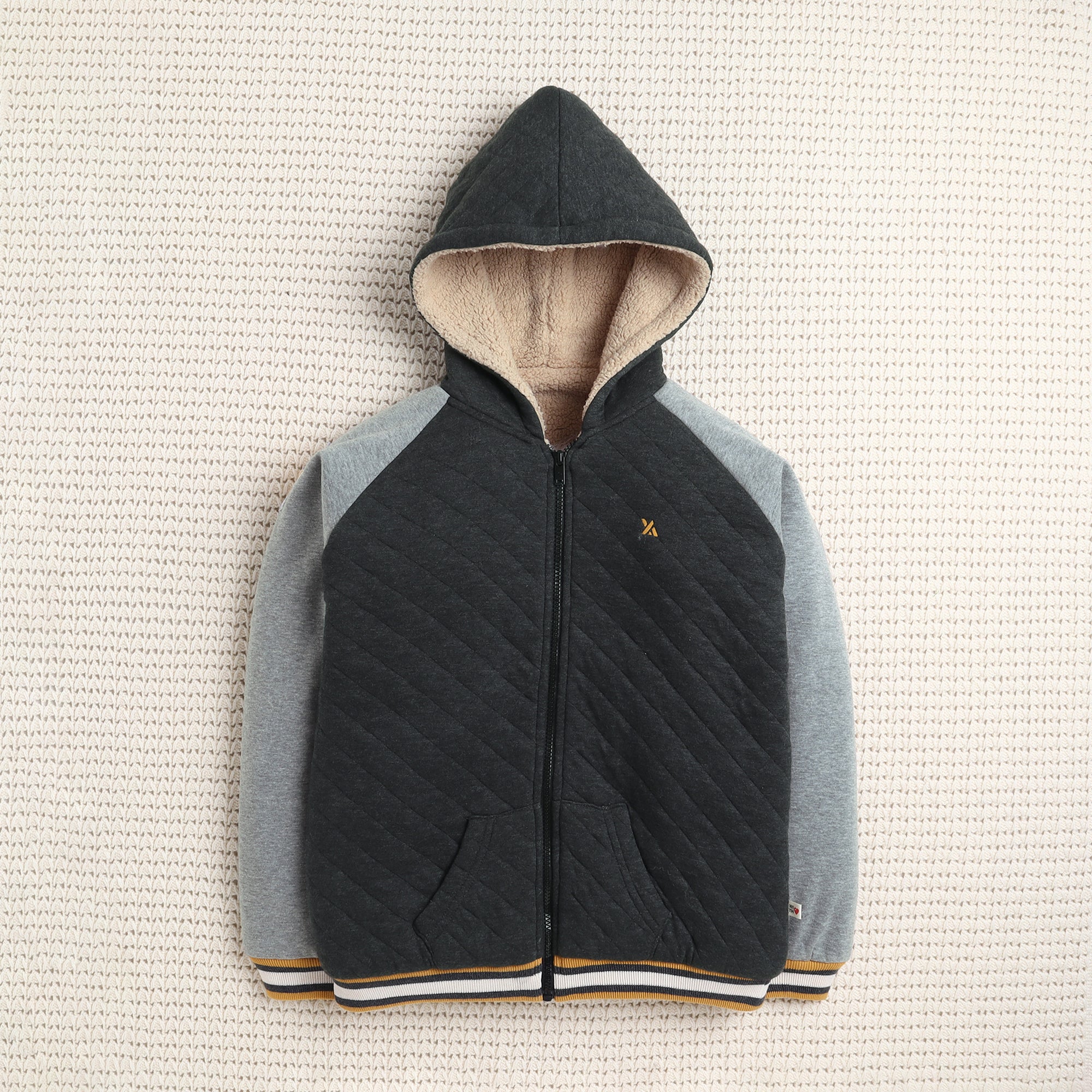 Kids Quilted Hooded Tracksuit Set | Soft Fleece Zip-Up Hoodie & Jogger Pants for Boys & Girls