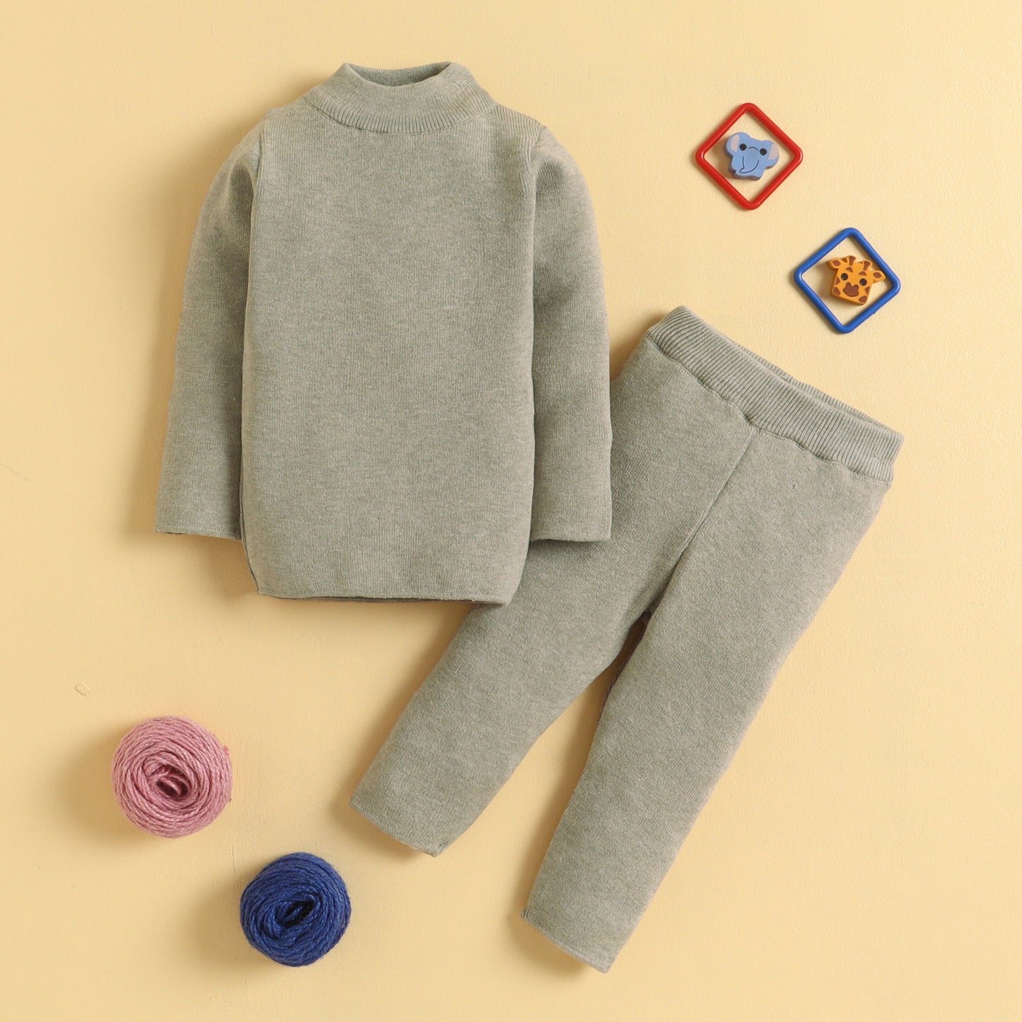 Baby Winter Skivvy Set | Soft & Warm Full-Sleeve Turtleneck Top & Bottom for Baby Boys & Girls