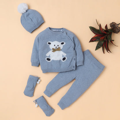 Premium Baby Knitwear Set – Sweater, Pants, Hat & Socks | Soft, Stylish & Cozy