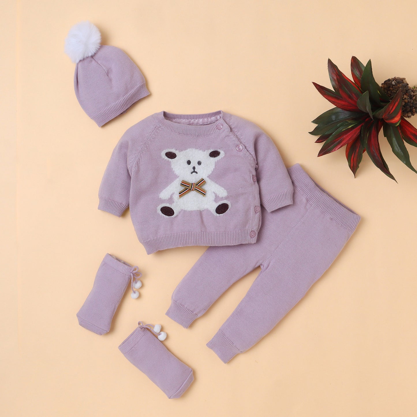 Premium Baby Knitwear Set – Sweater, Pants, Hat & Socks | Soft, Stylish & Cozy