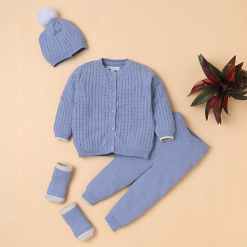 Premium Baby Knitwear Set – Sweater, Pants, Hat & Socks | Soft, Stylish & Cozy