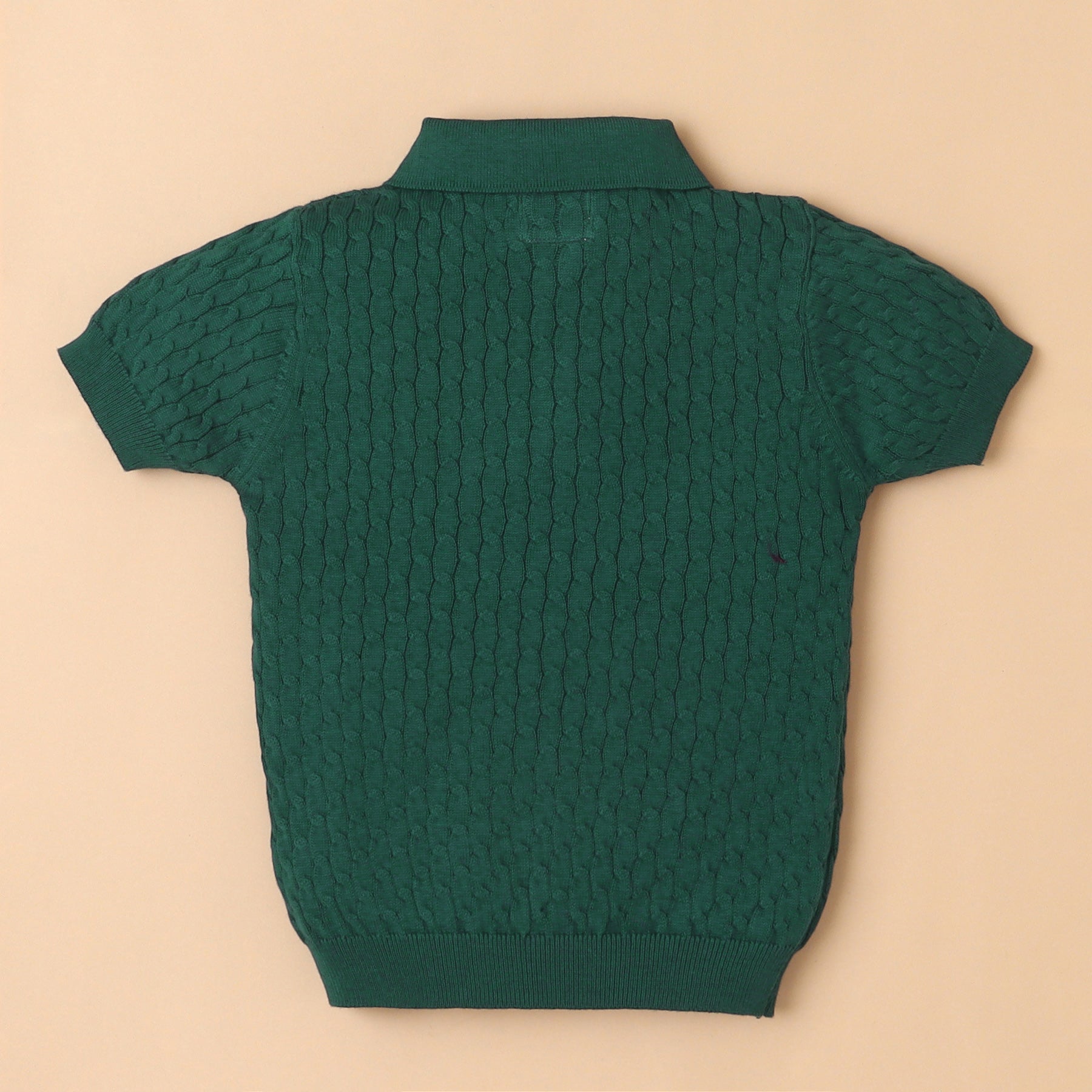 Boys Cable Knit Polo T-Shirt, Soft Cotton Half Sleeve Collar Tee for Boys, Casual Summer Wear