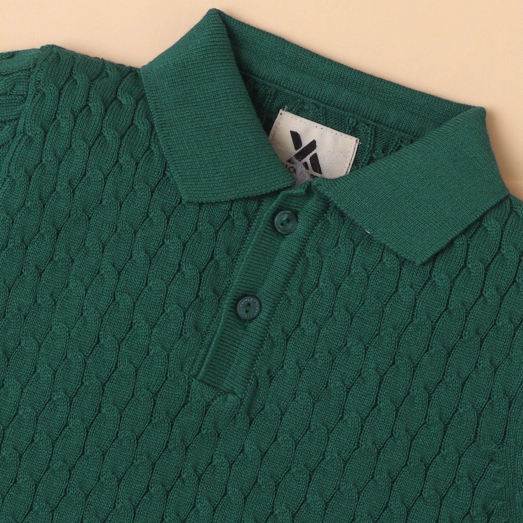 Boys Cable Knit Polo T-Shirt, Soft Cotton Half Sleeve Collar Tee for Boys, Casual Summer Wear