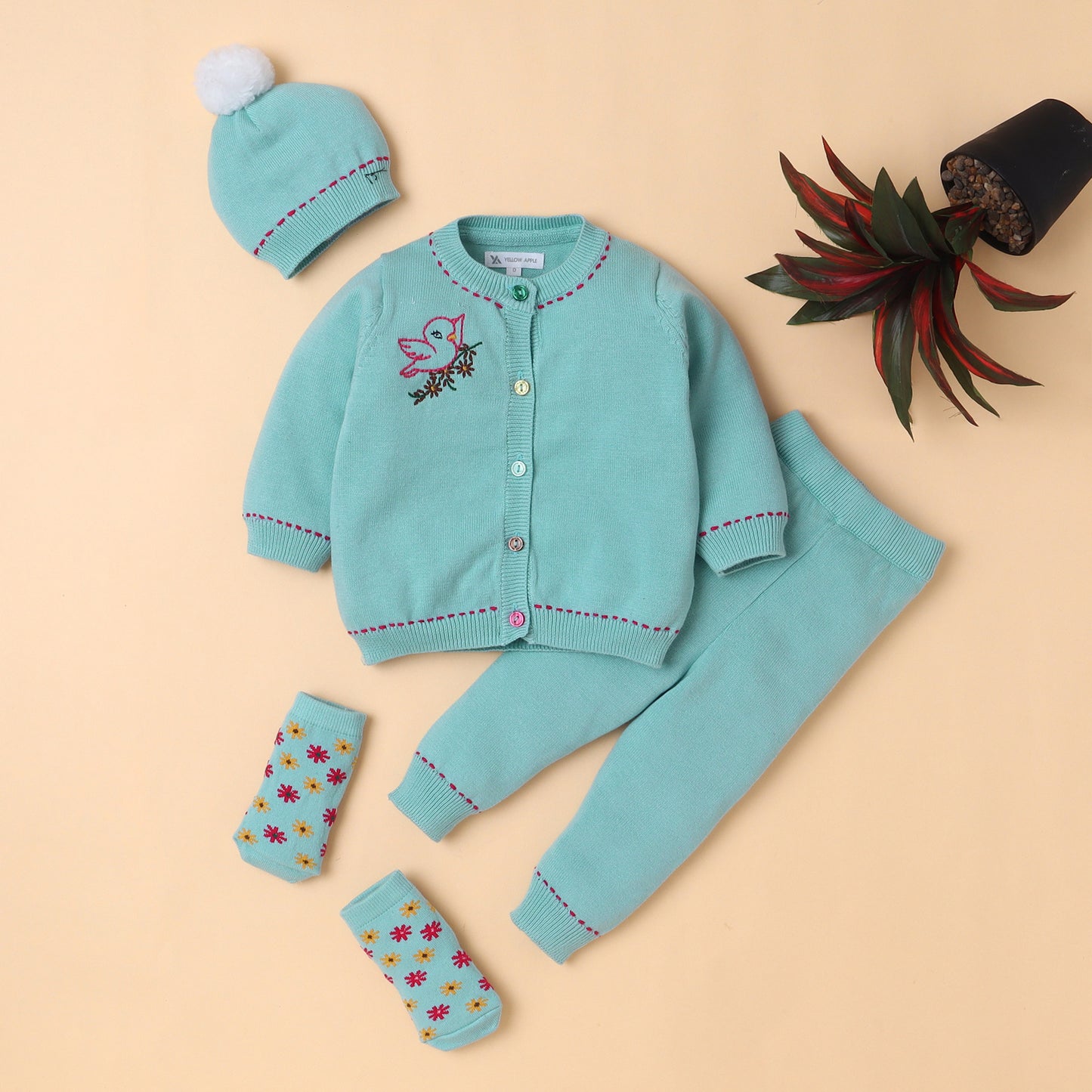 Yellow Apple Unisex Baby Wear Combo – All Season 4PCS Set | Lightweight, Warm & Comfortable