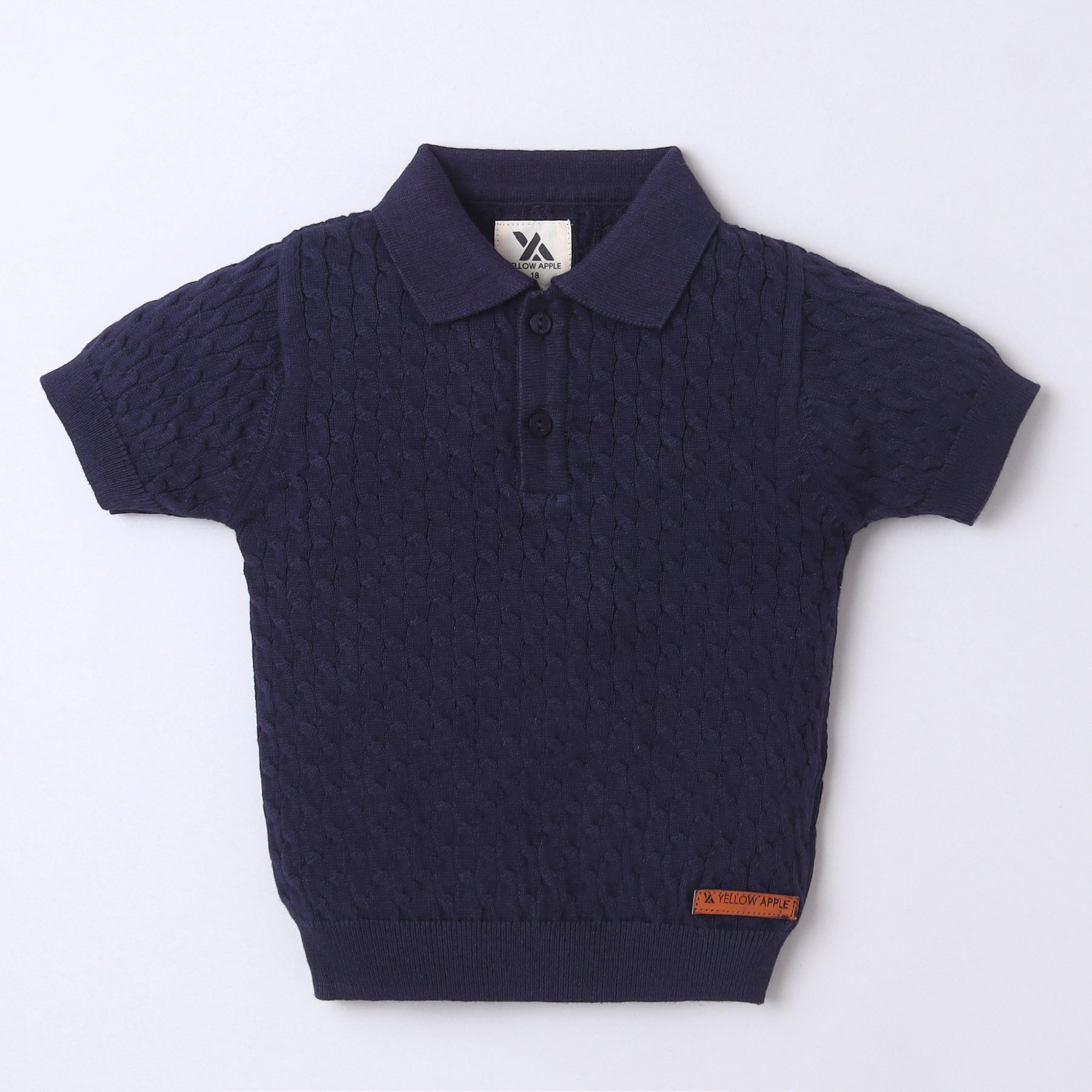 Boys Cable Knit Polo T-Shirt, Soft Cotton Half Sleeve Collar Tee for Boys, Casual Summer Wear