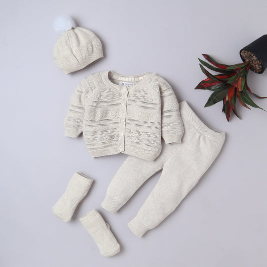 Yellow Apple Premium Baby Knitwear Set – Sweater, Pants, Hat & Socks | Soft, Stylish & Cozy