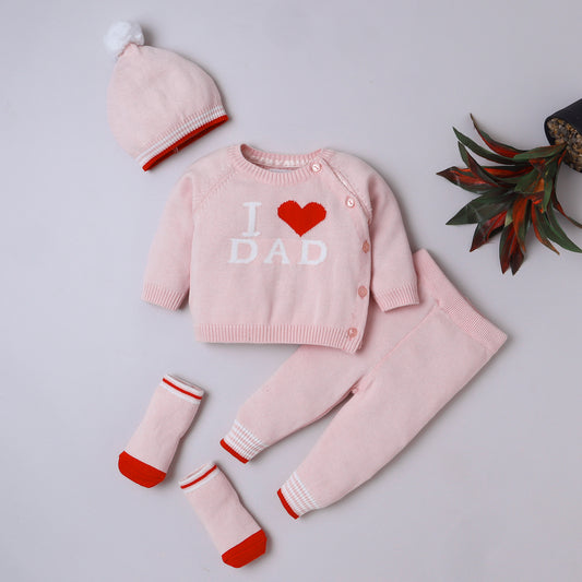 Yellow Apple 4-Piece Baby Outfit Set – All Season Knitwear | Warm, Soft & Lightweight