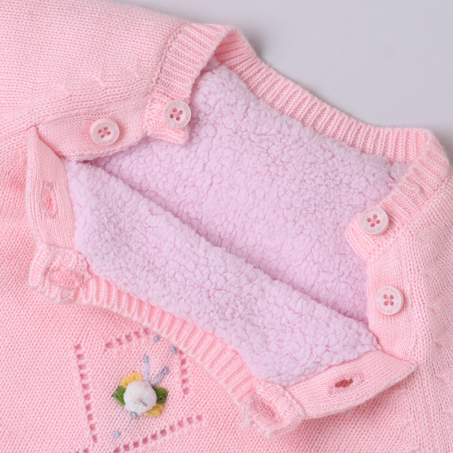 Yellow Apple Rompers/Hoodie/Sweater/Sleepsuits/Jumpsuit/Night Suits for Baby Boys & Girls, Infants, New Borns with Inner Fur Fleece