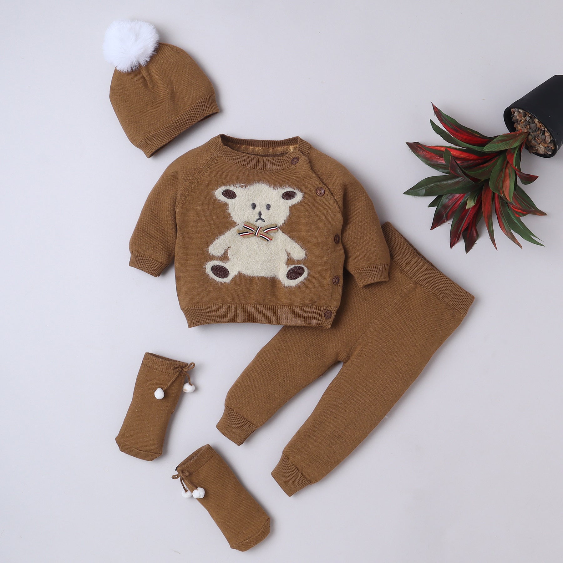 Premium Baby Knitwear Set – Sweater, Pants, Hat & Socks | Soft, Stylish & Cozy