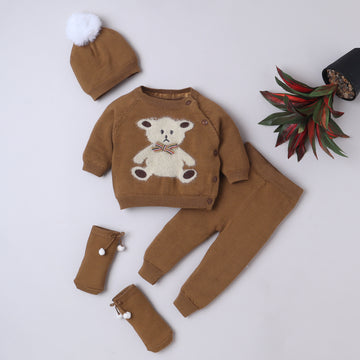 Premium Baby Knitwear Set – Sweater, Pants, Hat & Socks | Soft, Stylish & Cozy